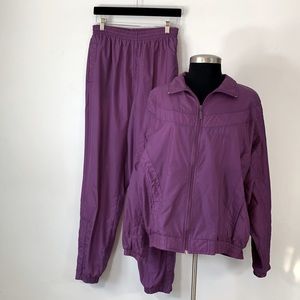 Adidas Vintage 80s 90s 2 Piece Lined Nylon Purple Tracksuit Women’s Size Medium